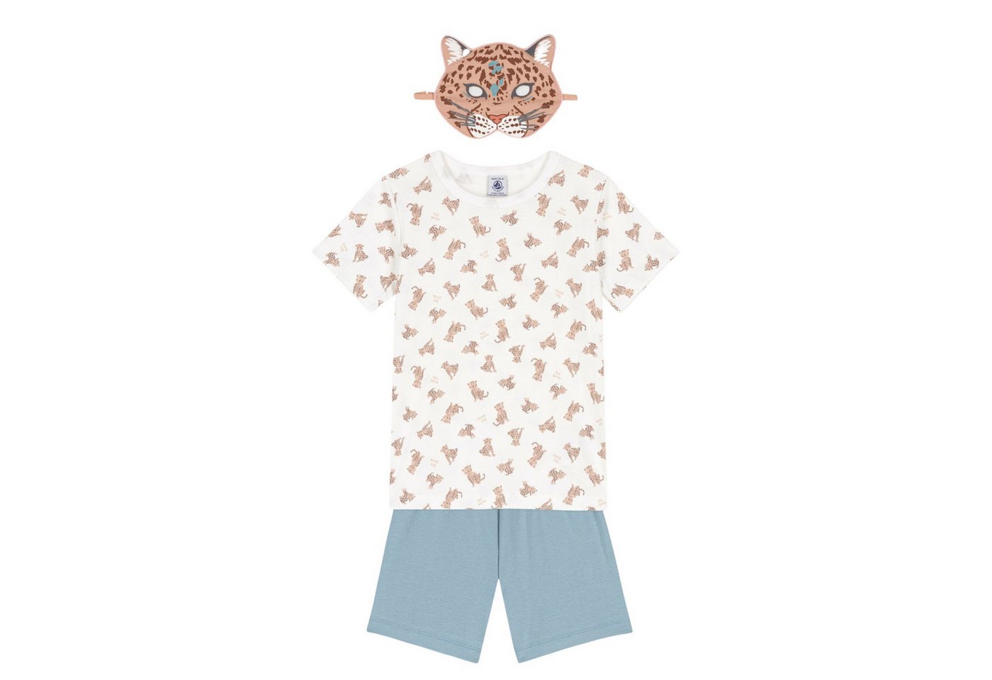 Petit Bateau Pyjama Petit Bateau Baumwoll-Pyjama mit Leoparden Print und Maske von Petit Bateau