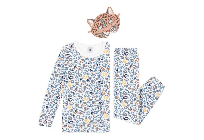 Petit Bateau Schlafanzug Petit Bateau Pyjama Frottee Schlafanzug mit Leopardenprint und Maske von Petit Bateau