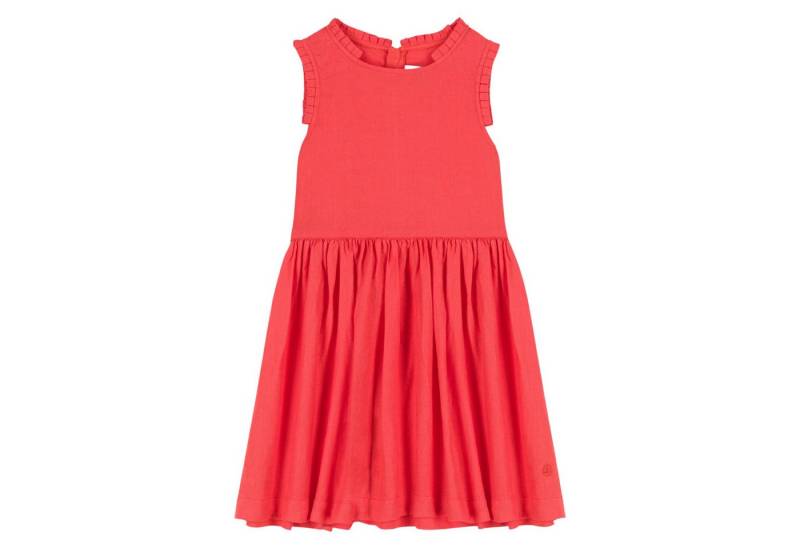 Petit Bateau Sommerkleid Petit Bateau süßes hellrotes Leinenkleid für Kinder Rüschen von Petit Bateau