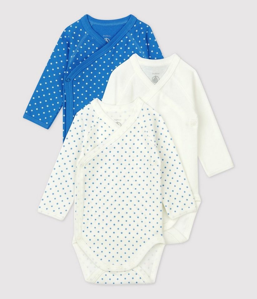 Petit Bateau Strampler 3er Set Babybodys aus Bio Baumwolle, für Jungen & Mädchen von Petit Bateau