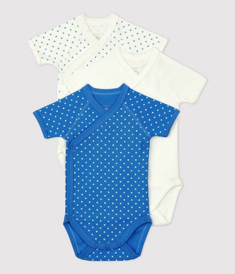 Petit Bateau Strampler 3er Set Babybodys aus Bio Baumwolle, für Jungen & Mädchen von Petit Bateau