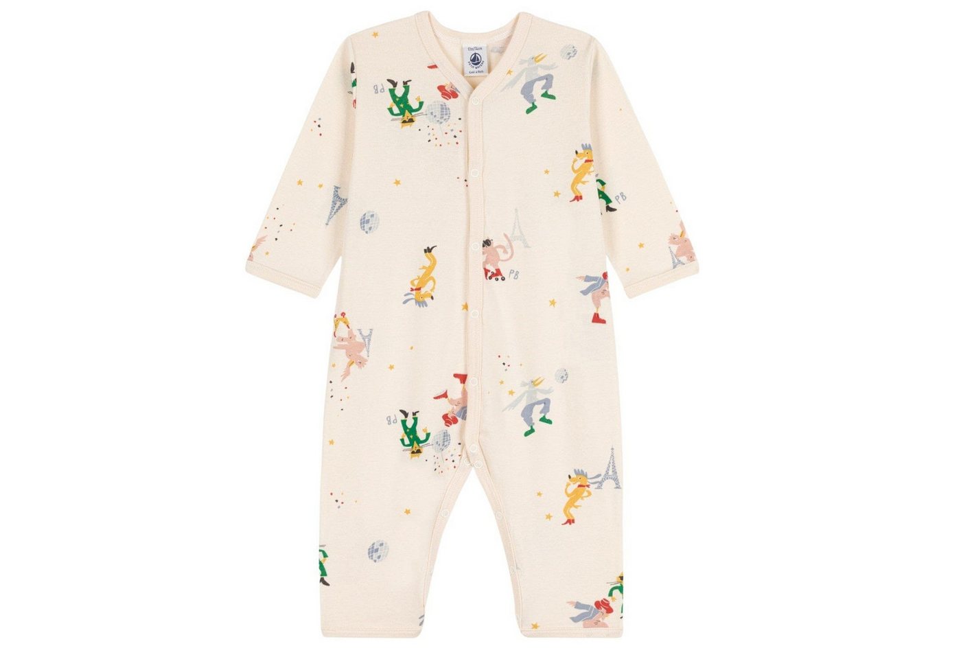 Petit Bateau Strampler Petit Bateau Langarm Overall Allover Fantasy Print von Petit Bateau