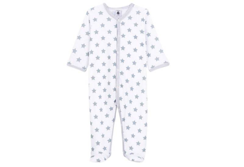 Petit Bateau Strampler Petit Bateau Langarm Overall weiß mit graublauen Sternen von Petit Bateau