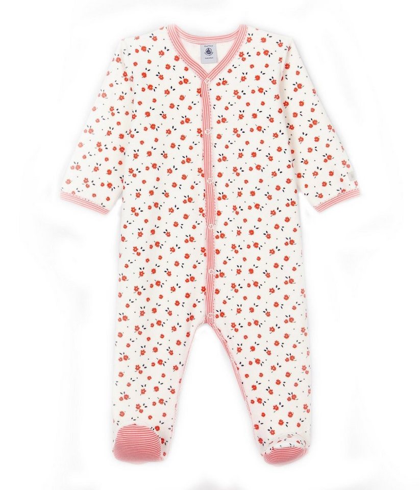 Petit Bateau Strampler Petit Bateau Nicky Strampler weiß mit Blumen Print und Picotkante von Petit Bateau