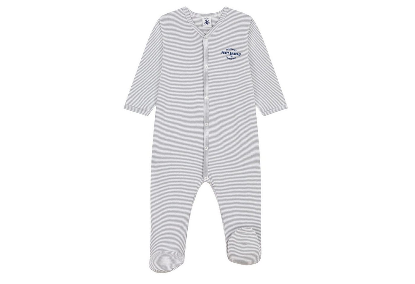 Petit Bateau Strampler Petit Bateau Ringelstrampler in grau aus Baumwolle von Petit Bateau