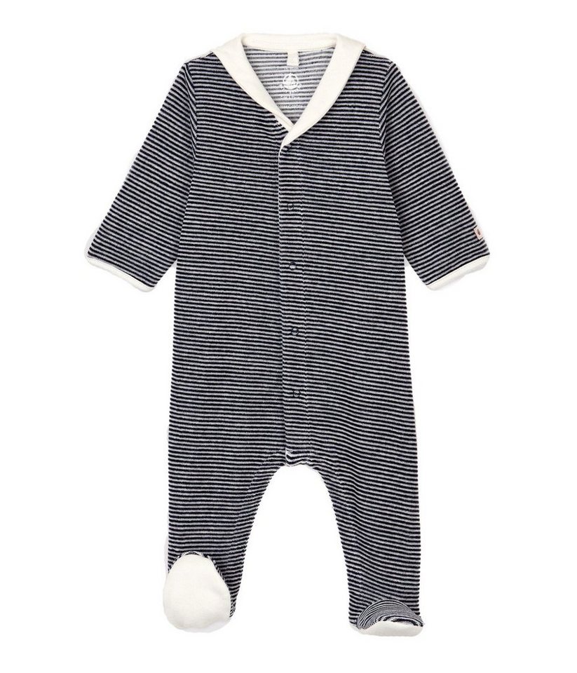 Petit Bateau Strampler Petit Bateau Strampler Nicky Velours mit Matrosenkragen Streifen von Petit Bateau