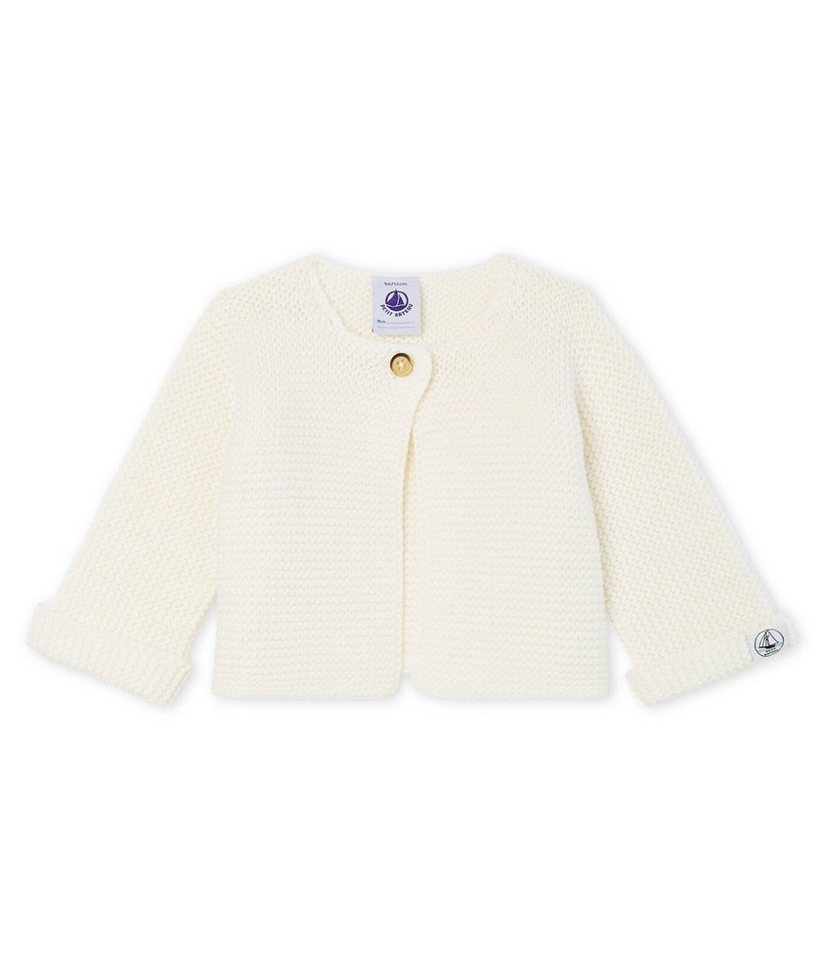 Petit Bateau Strickjacke Petit Bateau Baby Strickjacke cardigan weiß creme Krausstrick von Petit Bateau