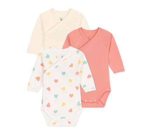 Petit Bateau Unisex Baby A0CB8 Langarm-Bodys zur Geburt, Variante 2, 12 Monate (3er Pack) von Petit Bateau