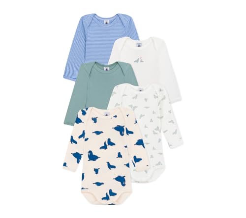 Petit Bateau Unisex Baby A0CCS Wir Langarm-Bodys, Variante 1, 3 Monate (5er Pack) von Petit Bateau