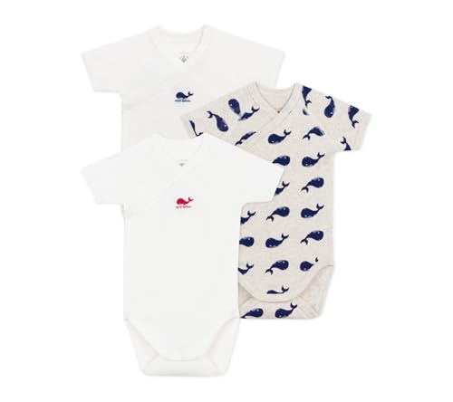 Petit Bateau Unisex Baby A0CD1 Kurzarm-Bodys zur Geburt, Variante 1, 6 Monate (3er Pack) von Petit Bateau