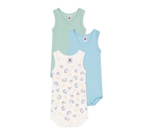 Petit Bateau Unisex Baby A0CXJ Ärmellose Bodys, Variante 1, 3 Monate (3er Pack) von Petit Bateau