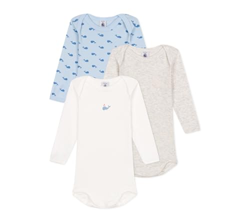 Petit Bateau Unisex Baby A0D66 Wir Langarm-Bodys, Variante 1, 6 Monate (3er Pack) von Petit Bateau