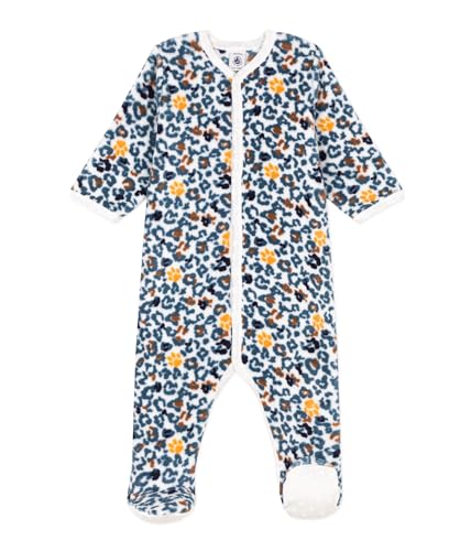 Petit Bateau Unisex Baby Fleece-Overpyjama, Weiss Marshmallow / Mehrfarbig, 6 Monate von Petit Bateau