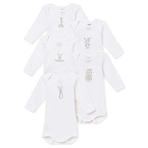 Petit Bateau Unisex Baby Formender Body, Mehrfarbig (Variante 1 00), 80 (Herstellergröße: 12M/74cm) (5er Pack) von Petit Bateau