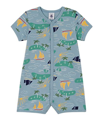 Petit Bateau Unisex Baby Overall-Shorts, Blau Enneige / Mehrfarbig, 6 Monate von Petit Bateau