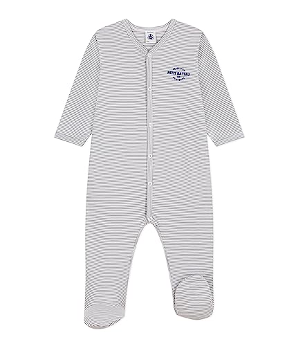 Petit Bateau Unisex Baby Pyjama zum Schlafen gut, Grün Pigeon / Weiss Marshmallow, 12 Monate von Petit Bateau