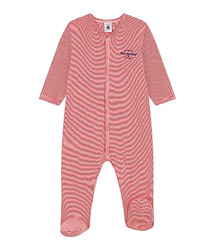 Petit Bateau Unisex Baby Pyjama zum Schlafen gut, Orange Abricot / Weiss Marshmallow, 6 Monate von Petit Bateau