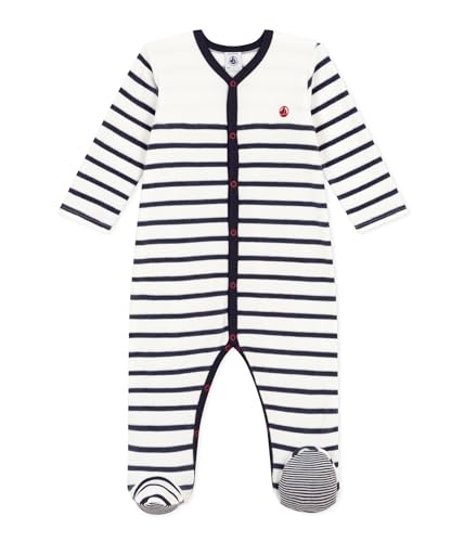 Petit Bateau Unisex Baby Pyjama zum Schlafen gut, Weiss Marshmallow / Blau Smoking, 24 Monate von Petit Bateau