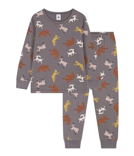 Petit Bateau Unisex-Kinder Pyjama, Grau Bongris / Mehrfarbig, 6 Jahre von Petit Bateau