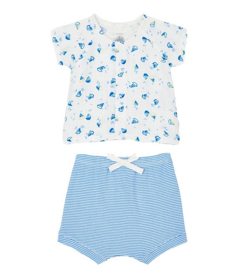 Petit Bateau Wickelbody Petit Bateau Kombination 2 Teiler allover Boote blau weiß von Petit Bateau