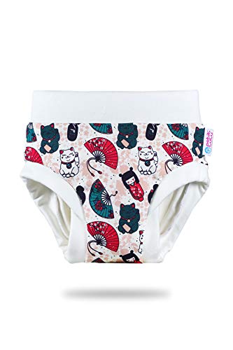Petit Lulu Training Überhose Größe S (10-12,5 kg) Fluffy Organic Baby Trainerhöschen Waschbar & Wiederverwendbar Trainer Stoffwindeln Hergestellt in EU (Japanische Puppen) von Petit Lulu