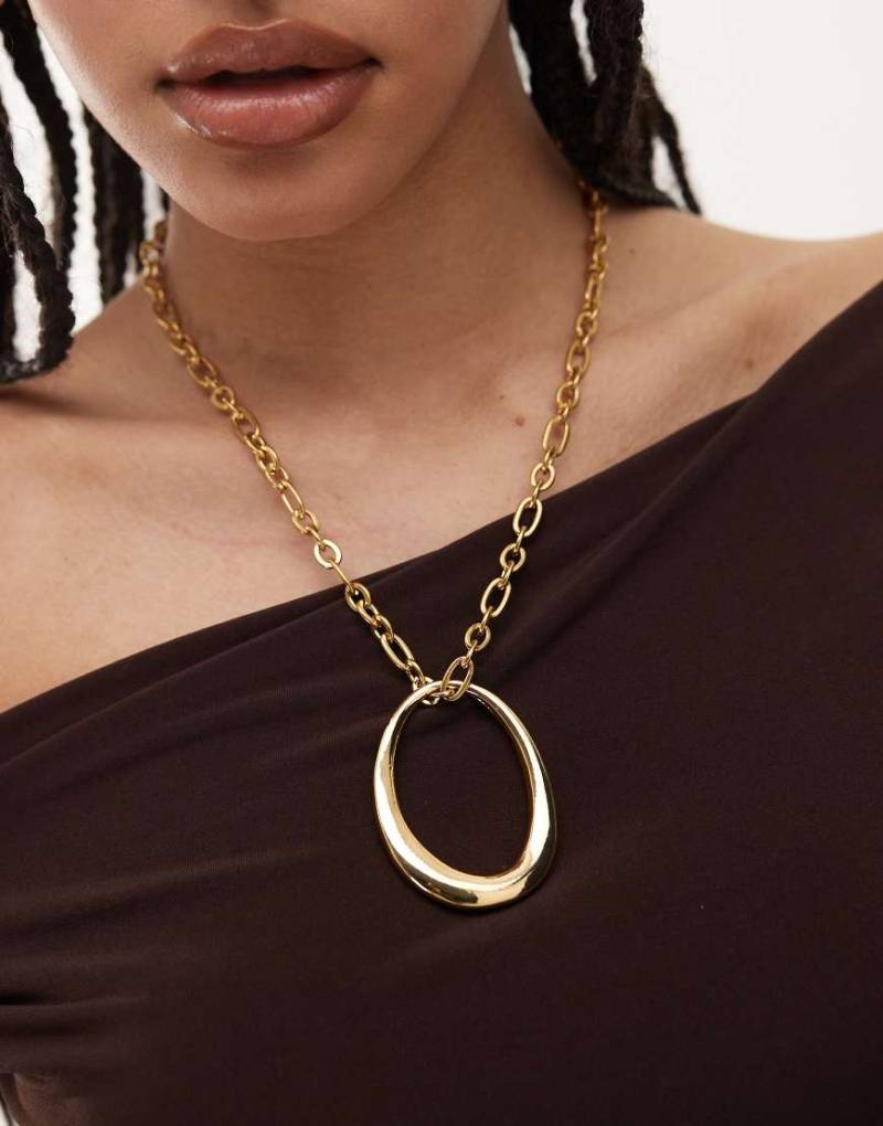 Petit Moments - Moonlit - Halskette in Goldoptik mit großem geschmolzenem Anhänger-Goldfarben von Petit Moments