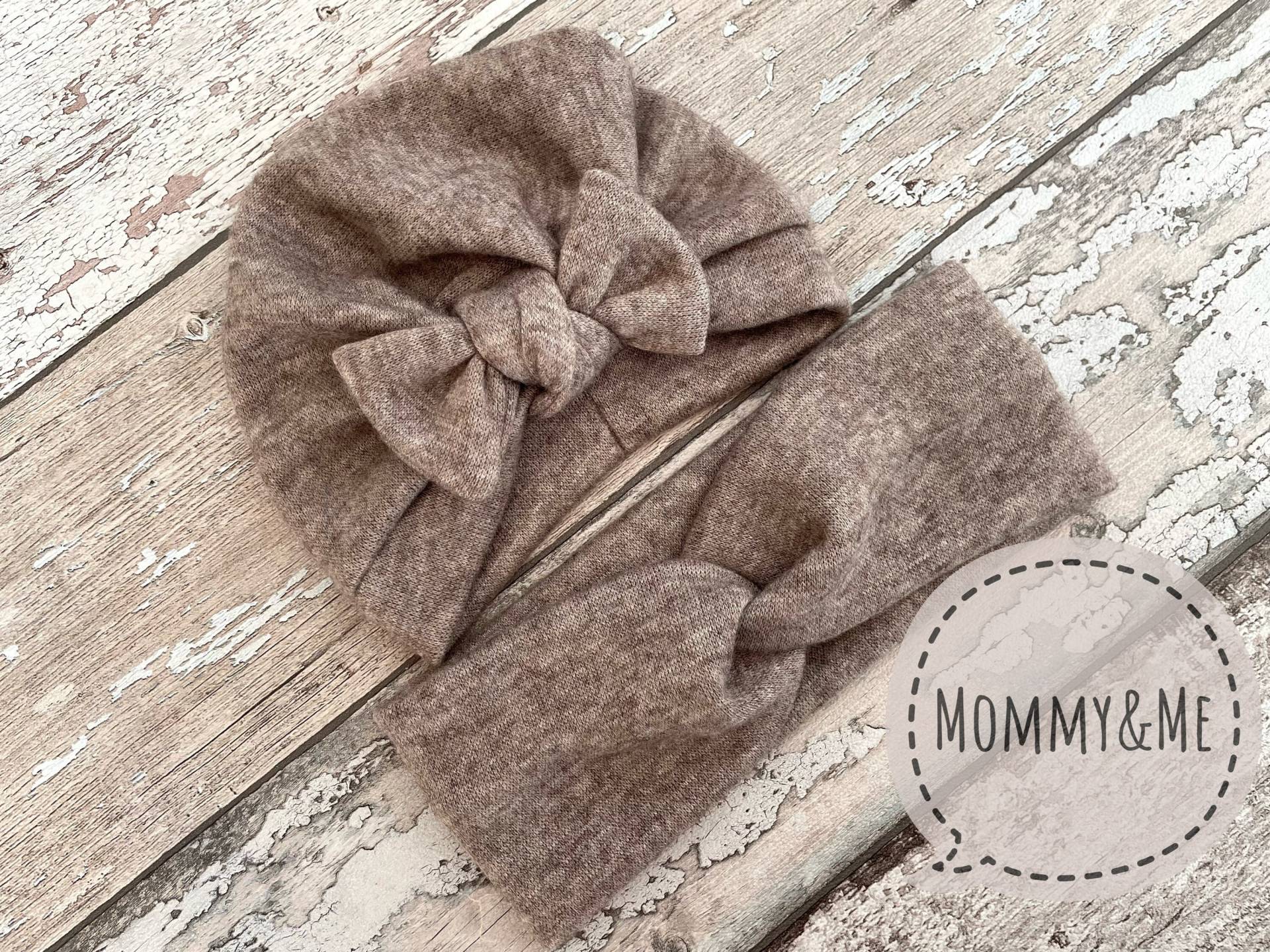 Cocoa Brown Winter Turban Set Mommy & Me, Baby Girl Turban, Mütze, Bow Hat, Warme Mütze Für Kinder von PetitBabu