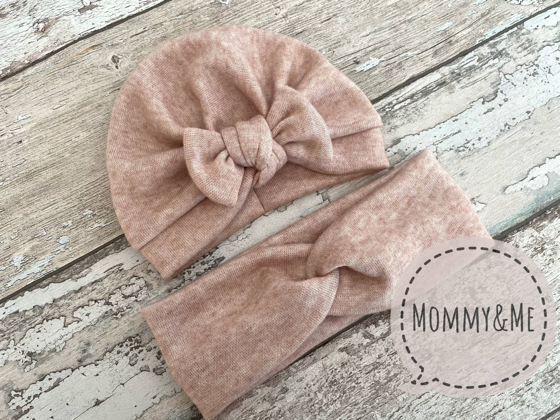 Rosa Winter Turban Set Mama Und Ich, Baby Mädchen Turban, Mütze, Schleifenmütze, Warme Mütze Für Kinder von PetitBabu