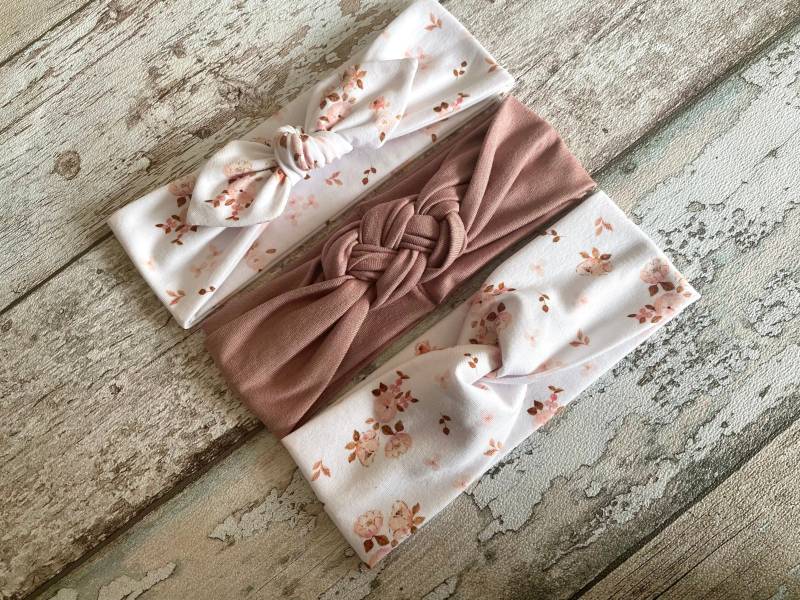 Weiß Und Mauve Baby Stirnband, Floral Gedreht Mauve Seemanns Knoten Stirnband Kleinkind Neugeborene Mädchen Geschenk von PetitBabu