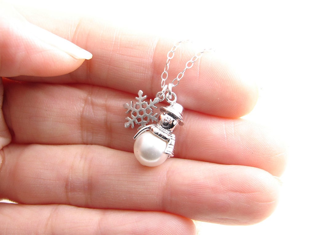 Sofort Lieferbar ~ Schneemann Halskette Weihnachtsgeschenk Und Schneeflocke von PetitBlue