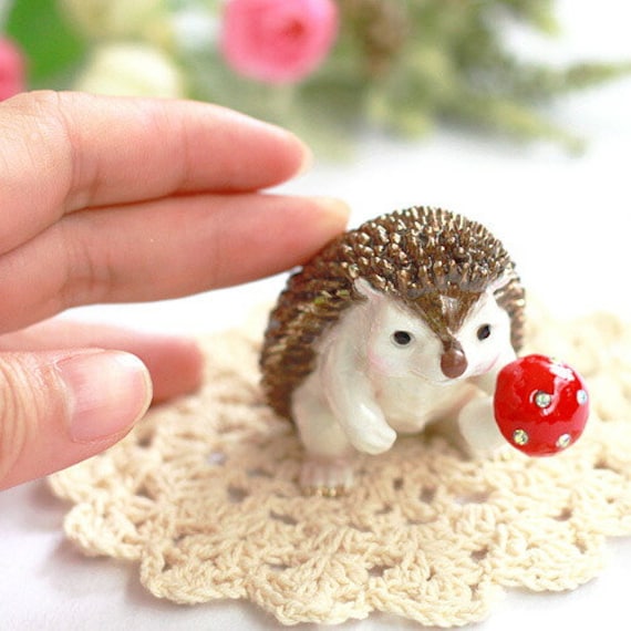 Igel Schmuckschatulle Kristall Akzent Zinn Legierung Ringhalter von PetitMaterial