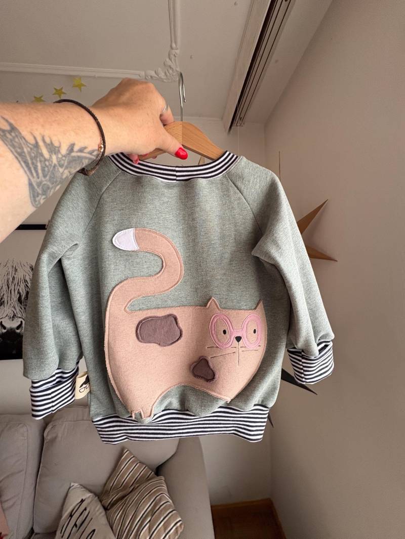 Pullover Katze Handmade Pullover/ Unisex/ Gedchenk Kinder/Unisex von PetitNain