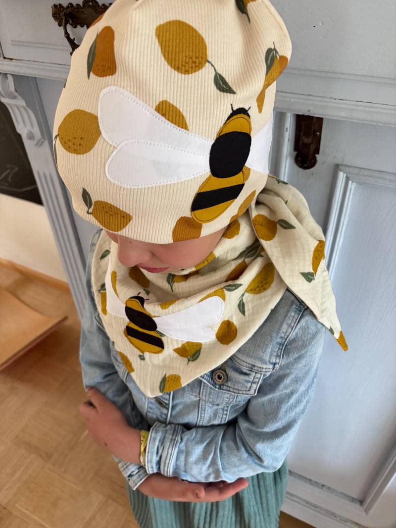 Beanie Lemon /Mütze Junge Und Mädchen/ Geschenk Mütze/Schal Herbst/Dreieckstuch Mit von PetitNain