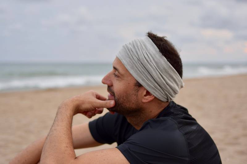 Graues Stirnband Für Männer, Breites Haarbandana Und Schlauchschal Auch in Schwarz Blau Granat Weiß Erhältlich, Laufband von Petitama