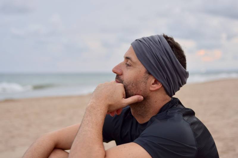 Stirnbänder Für Männer, Blau Schwarz Grau Bandana Kopftuch, Unisex Nackenwärmer, Herbst Herren Sport Yoga Breites Stirnband Kopftuch Haarband von Petitama