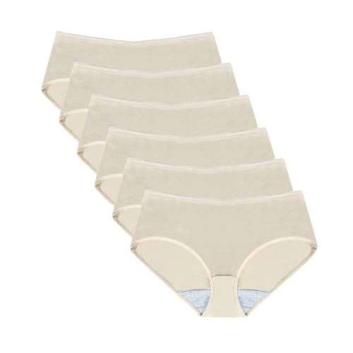 Petite Belle Damen Slips 6er Set, Baumwolle Unterhose Panties, Beige XS von Petite Belle