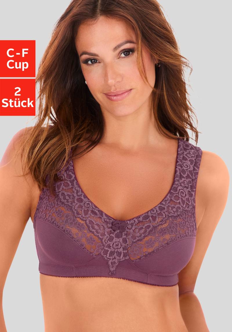 petite fleur Entlastungs-BH Packung, 2 Stück, ohne Bügel, mit eleganter Spitze, Basic Dessous von Petite Fleur