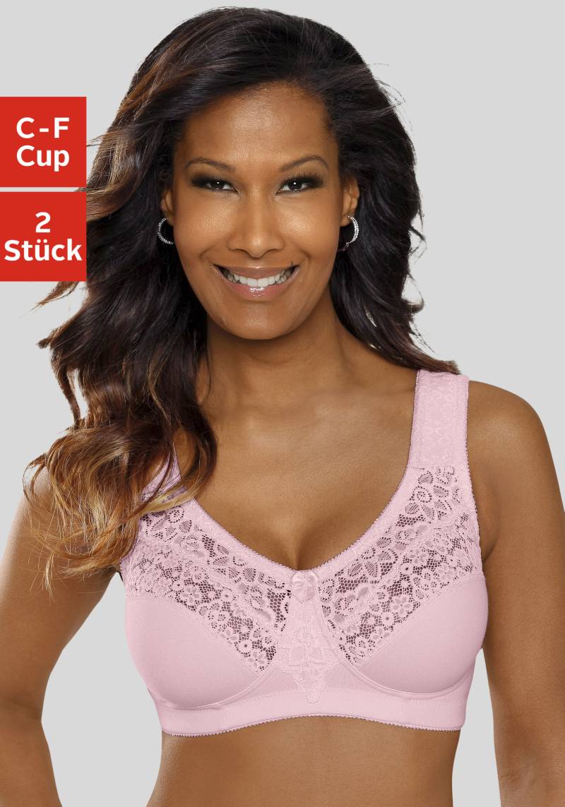 petite fleur Entlastungs-BH Packung, 2 Stück, ohne Bügel, mit eleganter Spitze, Basic Dessous von Petite Fleur