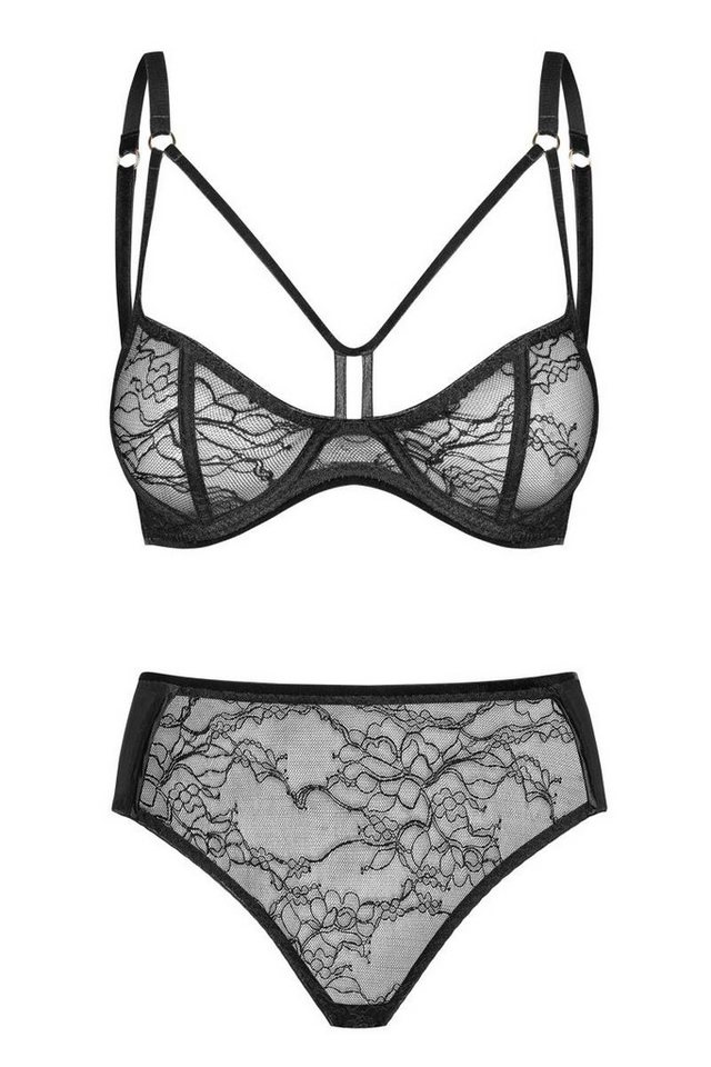 Petite Noir Set: Dekolleté-BH Damen Reizwäsche Dessous Set Balconette Bügel-BH und Panty Slip aus Sp von Petite Noir