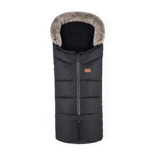 Petite&Mars Schlafsack für Kinderwagen Fusak 4v1 Arctic * Fußsack * Winterschlafsack für Kinderwagen, Buggy und Autositz * Warrm * Wasserdicht * Winddicht (Forever Black) von Petite&Mars