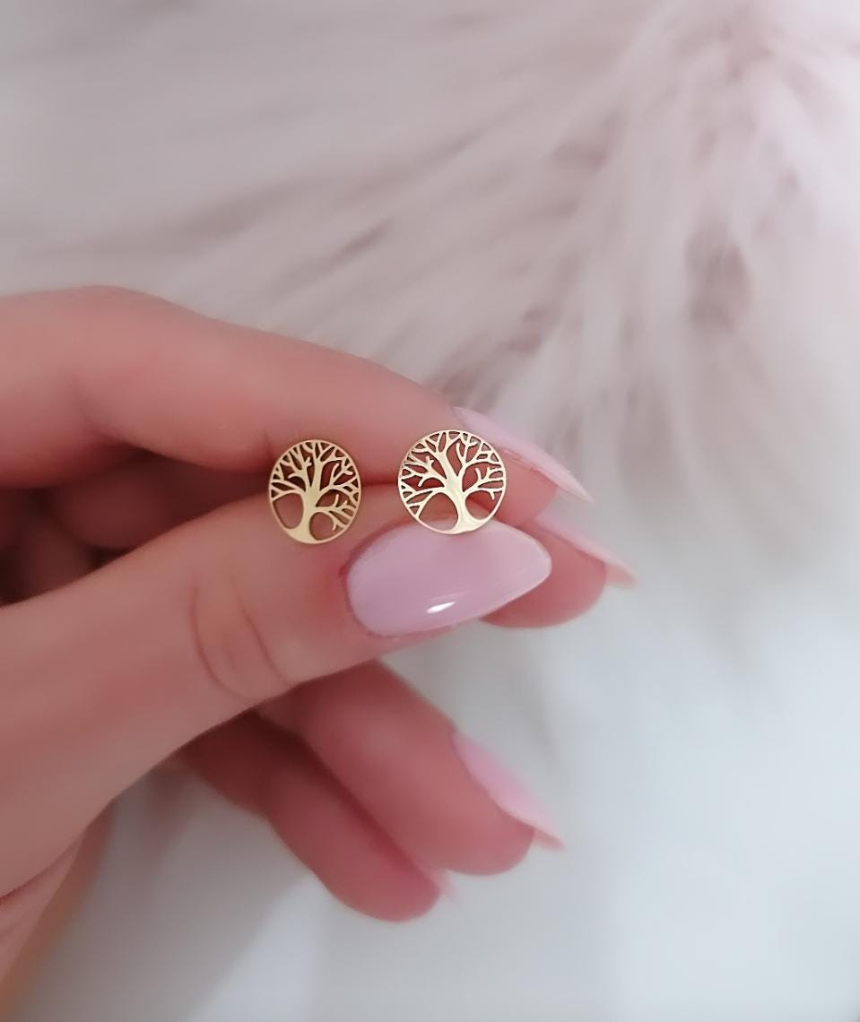 Ohrstecker Lebensbaum Gold, Filligran Aus Edelstahl Ohrstecker Lebensbaum Gold, Filligran Aus Edelstahl von PetiteBeauteshop