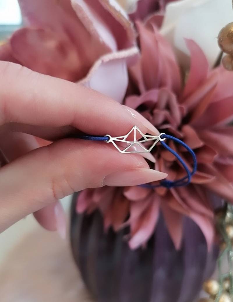 Origami Segelboot Armband Silber Aus Edelstahl Mit Einstellbaren Gummiband von PetiteBeauteshop