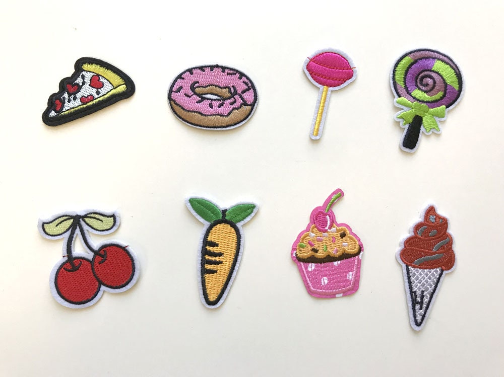 8 Verschiedene Stickapplikation(Lebensmittel Zum Aufbügeln, Bügelbild Aufnähen | Patch 1 von PetiteCocoCrafts