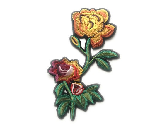 Gelb Und Mehrfarbige Blume Gestickte Applikation, Eisen Auf Patch Gelb Und Mehrfarbige Blume Gestickte Applikation, Eisen Auf Patch von PetiteCocoCrafts