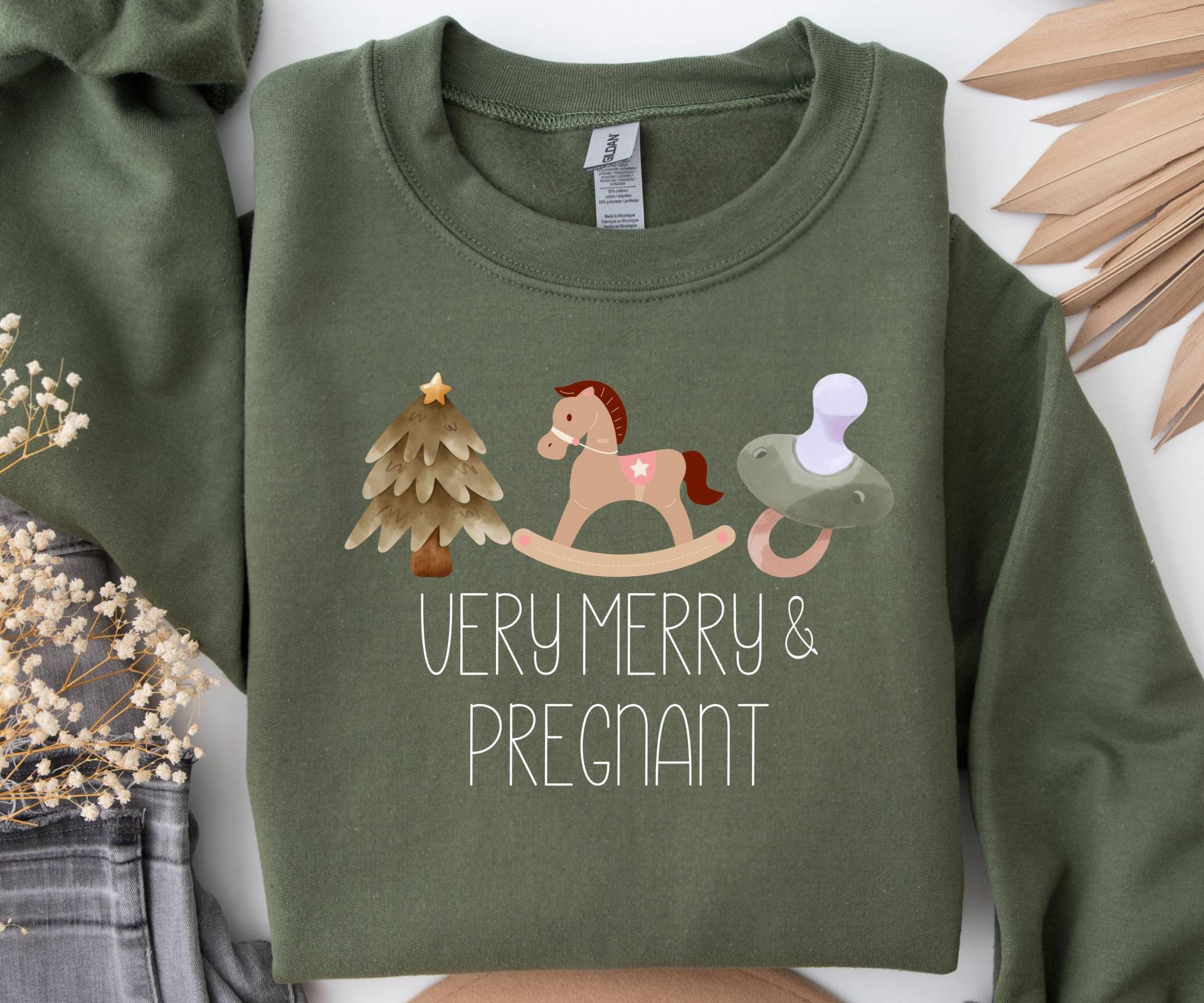 Weihnachten Schwangerschaftsverkündung Sweatshirt, Pullover, Santa Baby Schwangerschaft Reveal von PetiteDesignAtelier