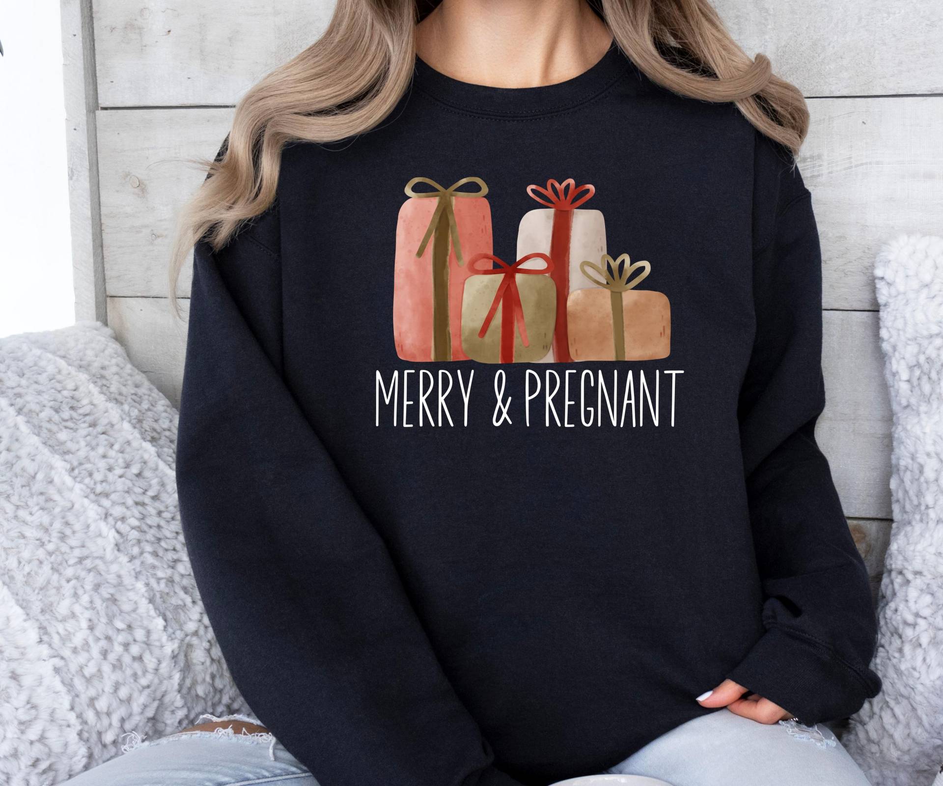 Weihnachten Schwangerschaftsverkündung Sweatshirt, Pullover, Santa Baby Schwangerschaft Reveal von PetiteDesignAtelier
