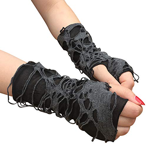 Handschuhe aus Segeltuch für Damen, Halloween-Kostüm, Fäustlinge, Hexe, Halb-Doigts, Mygal-Pailletten, Ellbogen-Handschuhe, Gothic, für Cosplay, Party Gr. Einheitsgröße, Mendiant-Handschuhe von PetiteFortune