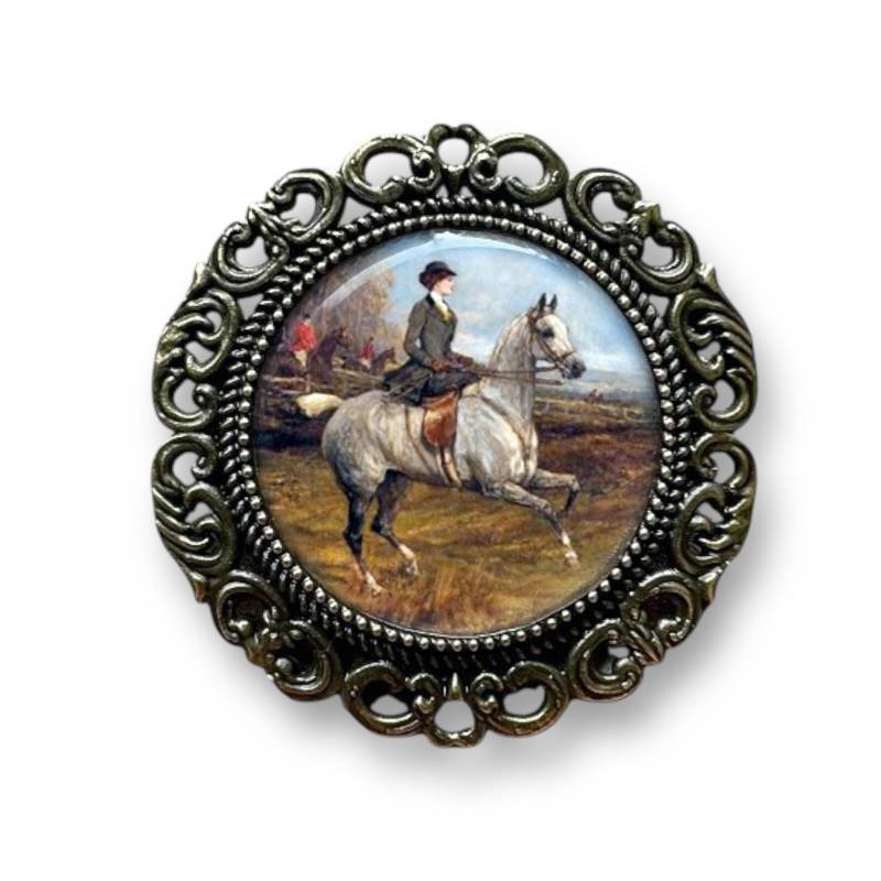 Pre Tied Stock Anstecknadel Brosche Lady Side Saddle Pferd Krawatte Revers Jacke Jäger Pferdeabzeichen von PetiteLapelCo