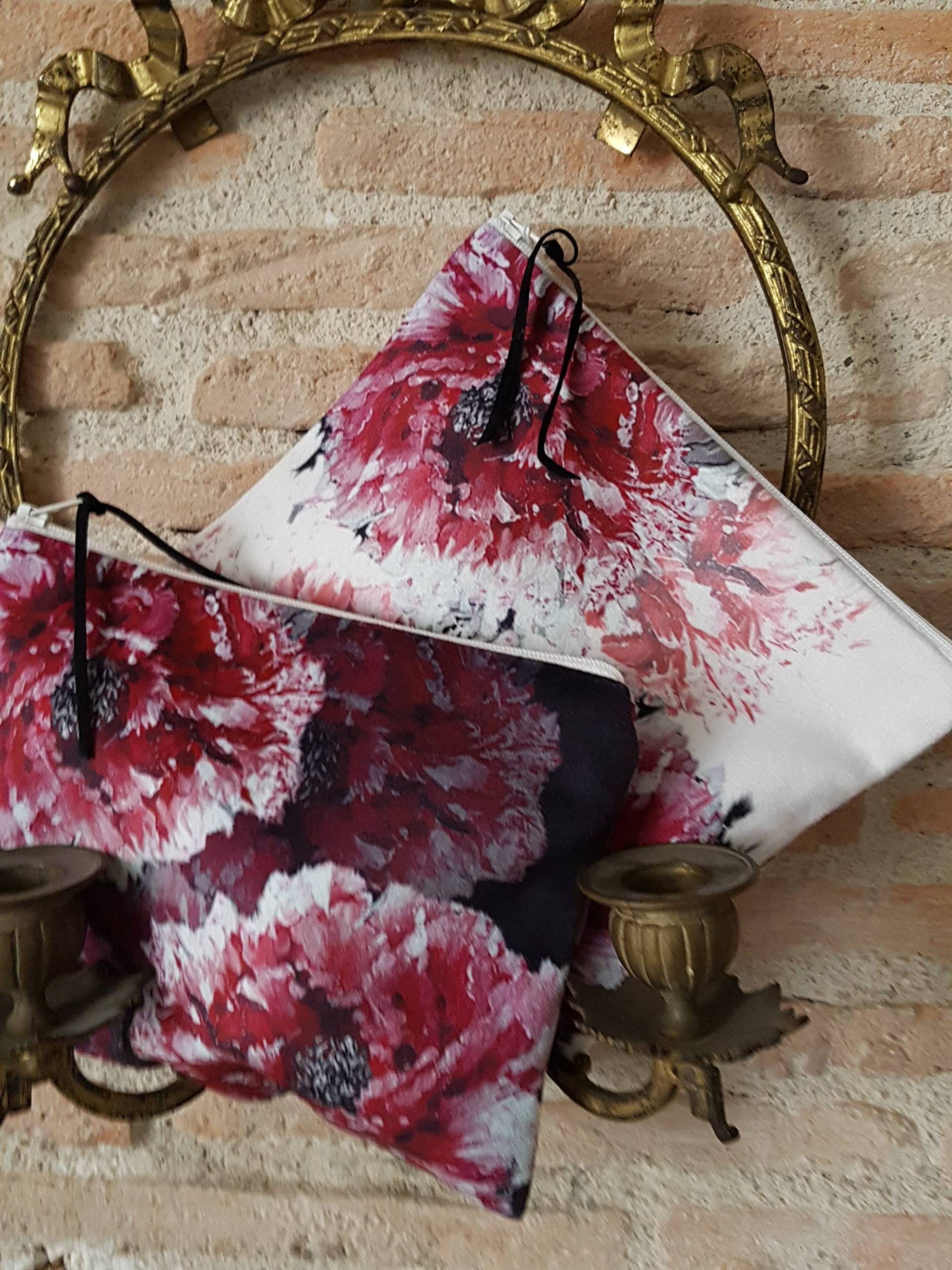 Beutel, Flacher Samtbeutel, Kosmetiktasche, Kulturbeutel, Stoff Mit Blumenmuster Beutel, Flacher Samtbeutel, Kosmetiktasche, Kulturbeutel, Stoff Mit Blumenmuster von PetiteReine