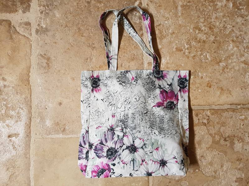 Einkaufstasche, Einkaufstasche Aus Leinen, Umhängetasche, Canvas-Tasche, Stofftasche, Blumenstoff von PetiteReine